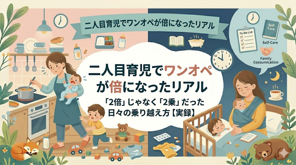 二人目育児でワンオペが倍になったリアル｜「2倍」じゃなく「2乗」だった日々の乗り越え方【実録】