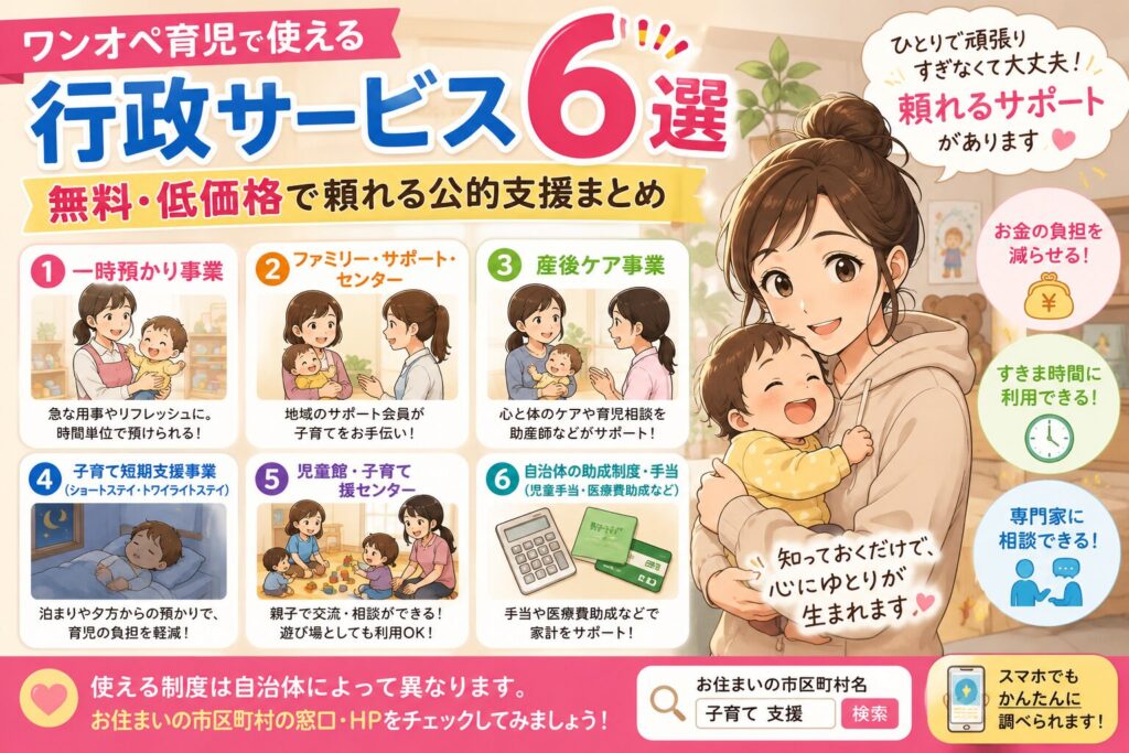 ワンオペ育児で使える行政サービス6選｜無料・低価格で頼れる公的支援まとめ